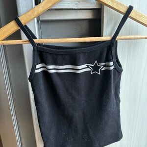 Harlow Black Tank Top with White Star Accents